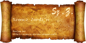 Szencz Zorán névjegykártya